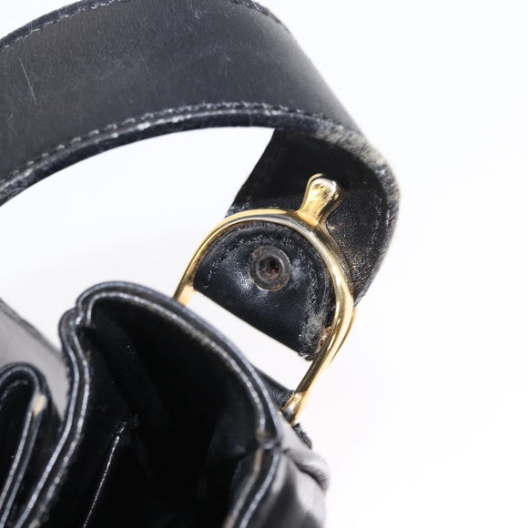 CELINE Shoulder Bag Leather Black Gold Auth 152396