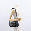 CELINE Shoulder Bag Leather Black Gold Auth 152396-25