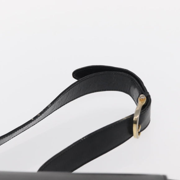 CELINE Shoulder Bag Leather Black Gold Auth 152396
