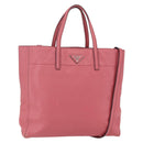PRADA Tote Bag Leather 2way Pink Silver Auth 152397-1