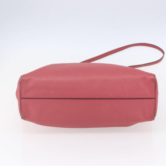 PRADA Tote Bag Leather 2way Pink Silver Auth 152397