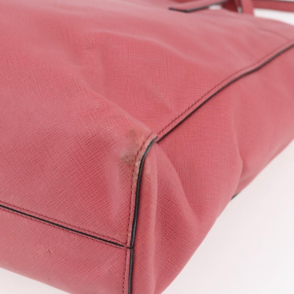PRADA Tote Bag Leather 2way Pink Silver Auth 152397