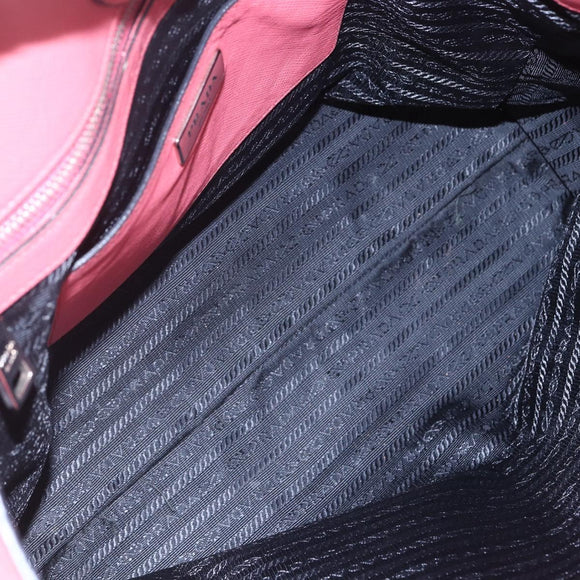 PRADA Tote Bag Leather 2way Pink Silver Auth 152397