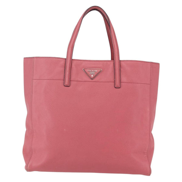 PRADA Tote Bag Leather 2way Pink Silver Auth 152397