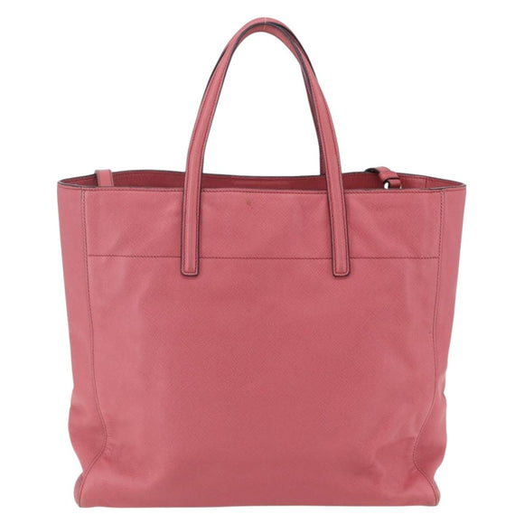 PRADA Tote Bag Leather 2way Pink Silver Auth 152397