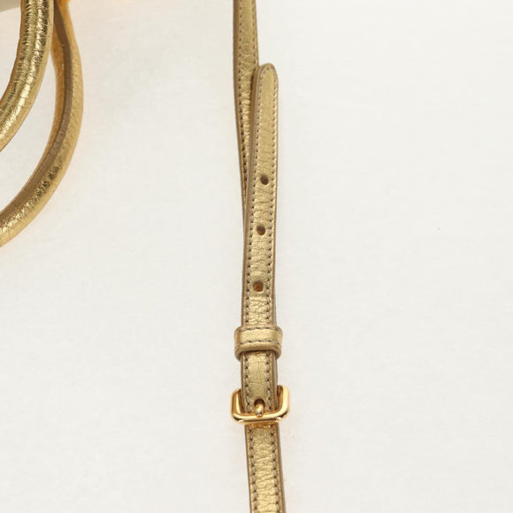 PRADA Hand Bag Nylon Leather Gold Auth 152398A