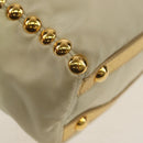 PRADA Hand Bag Nylon Leather Gold Auth 152398A-13