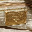 PRADA Hand Bag Nylon Leather Gold Auth 152398A-20