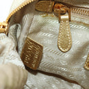 PRADA Hand Bag Nylon Leather Gold Auth 152398A-24