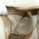 PRADA Hand Bag Nylon Leather Gold Auth 152398A-25