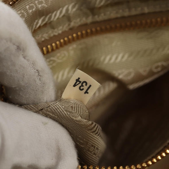 PRADA Hand Bag Nylon Leather Gold Auth 152398A