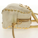 PRADA Hand Bag Nylon Leather Gold Auth 152398A-5