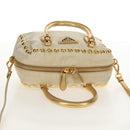 PRADA Hand Bag Nylon Leather Gold Auth 152398A-6
