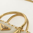 PRADA Hand Bag Nylon Leather Gold Auth 152398A-8