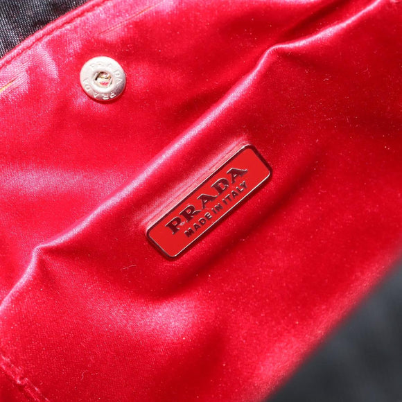 PRADA Hand Bag Nylon Black Silver Auth 152399