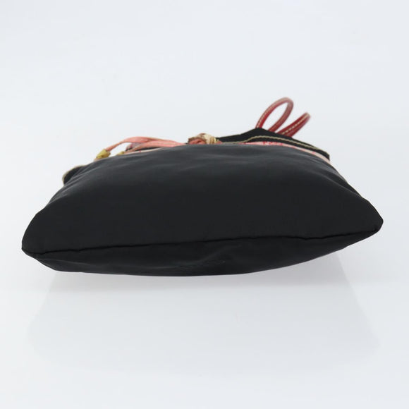 PRADA Hand Bag Nylon Black Silver Auth 152399