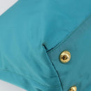 PRADA Hand Bag Nylon Turquoise Blue Gold Auth 152401-14