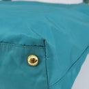 PRADA Hand Bag Nylon Turquoise Blue Gold Auth 152401-15