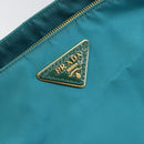 PRADA Hand Bag Nylon Turquoise Blue Gold Auth 152401-17