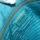 PRADA Hand Bag Nylon Turquoise Blue Gold Auth 152401-10
