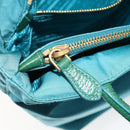 PRADA Hand Bag Nylon Turquoise Blue Gold Auth 152401-22