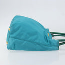 PRADA Hand Bag Nylon Turquoise Blue Gold Auth 152401-3