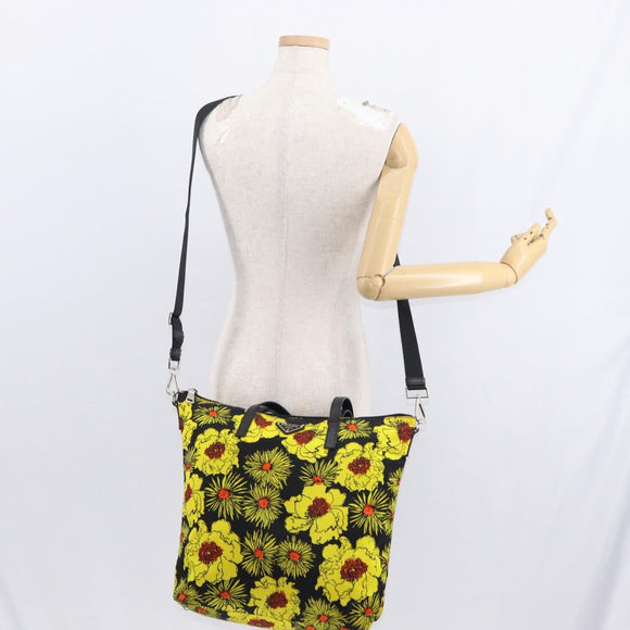 PRADA Tote Bag Nylon 2way Yellow Silver Auth 152402