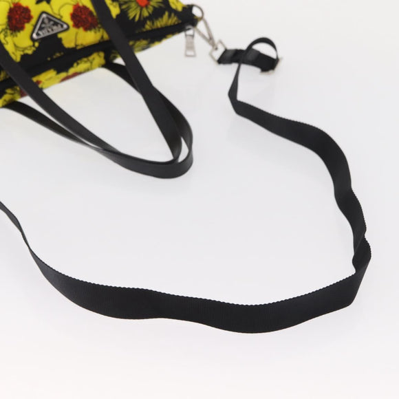 PRADA Tote Bag Nylon 2way Yellow Silver Auth 152402