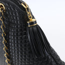 BALLY Chain Shoulder Bag Leather Black Gold Auth 152403-18