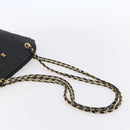 BALLY Chain Shoulder Bag Leather Black Gold Auth 152403-7