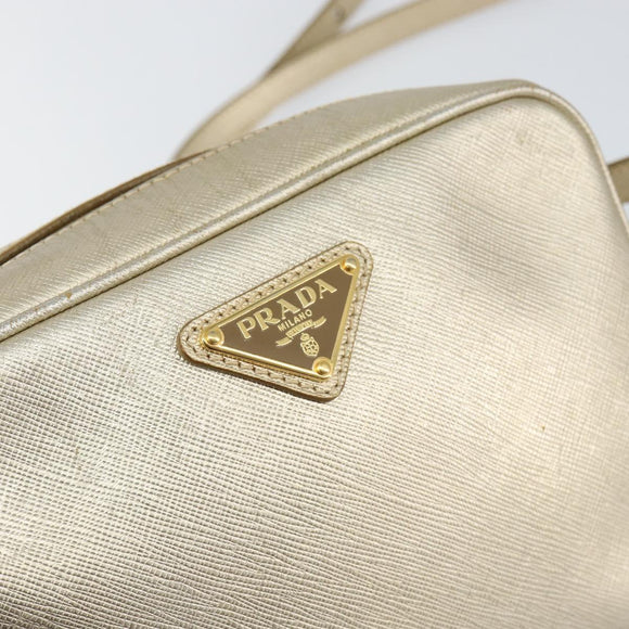 PRADA Shoulder Bag Safiano leather Gold Auth 152404