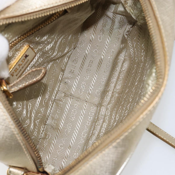 PRADA Shoulder Bag Safiano leather Gold Auth 152404