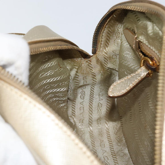 PRADA Shoulder Bag Safiano leather Gold Auth 152404