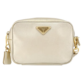 PRADA Shoulder Bag Safiano leather Gold Auth 152404 - 0