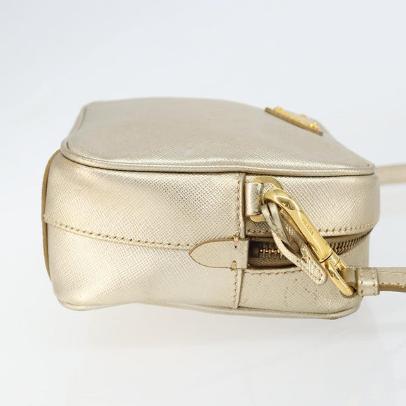 PRADA Shoulder Bag Safiano leather Gold Auth 152404