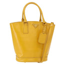 PRADA Hand Bag Safiano leather 2way Yellow Gold Auth 152405-1