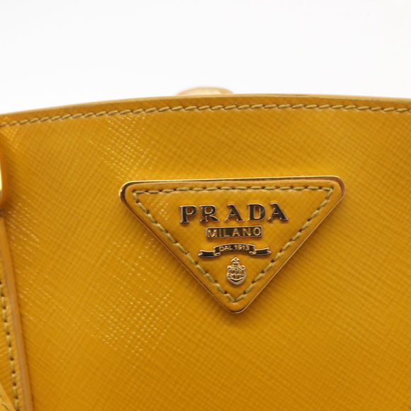 PRADA Hand Bag Safiano leather 2way Yellow Gold Auth 152405