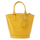 PRADA Hand Bag Safiano leather 2way Yellow Gold Auth 152405-13