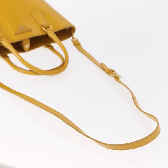 PRADA Hand Bag Safiano leather 2way Yellow Gold Auth 152405