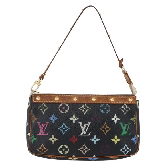 LOUIS VUITTON Multicolor Pochette Accessoires Pouch Black M92648 LV Auth 152410
