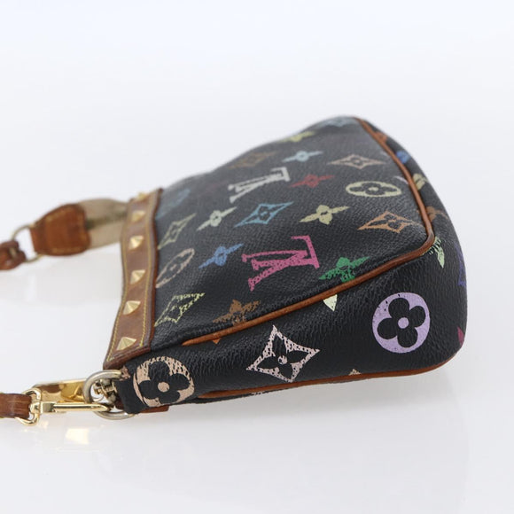LOUIS VUITTON Multicolor Pochette Accessoires Pouch Black M92648 LV Auth 152410