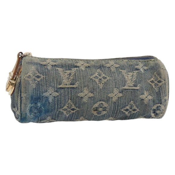 LOUIS VUITTON Monogram Denim Trousse Speedy GM Pouch Blue M95081 LV Auth 152415