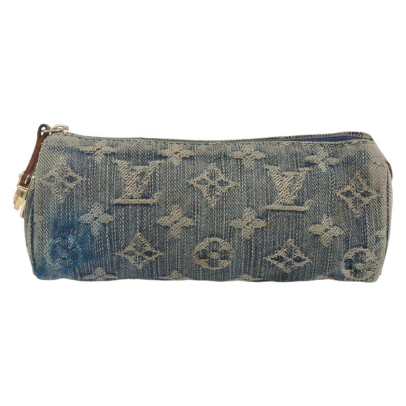 LOUIS VUITTON Monogram Denim Trousse Speedy GM Pouch Blue M95081 LV Auth 152415