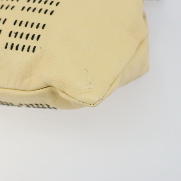 Miu Miu Gamaguchi Shoulder Bag Leather Beige Silver Auth 152418