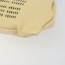 Miu Miu Gamaguchi Shoulder Bag Leather Beige Silver Auth 152418-16