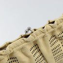 Miu Miu Gamaguchi Shoulder Bag Leather Beige Silver Auth 152418-10