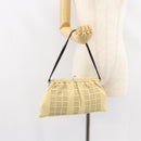 Miu Miu Gamaguchi Shoulder Bag Leather Beige Silver Auth 152418-23