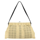 Miu Miu Gamaguchi Shoulder Bag Leather Beige Silver Auth 152418-2