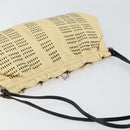 Miu Miu Gamaguchi Shoulder Bag Leather Beige Silver Auth 152418-6