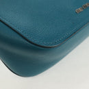 Miu Miu Shoulder Bag Leather Turquoise Blue Silver Auth 152419A-16